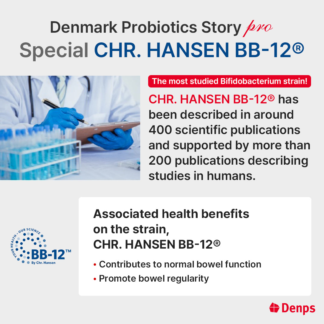 Denps Denmark Probiotics Story Pro - 10 Billion CFU BB-12® strains from Chr. Hansen, 2months 60 capsules