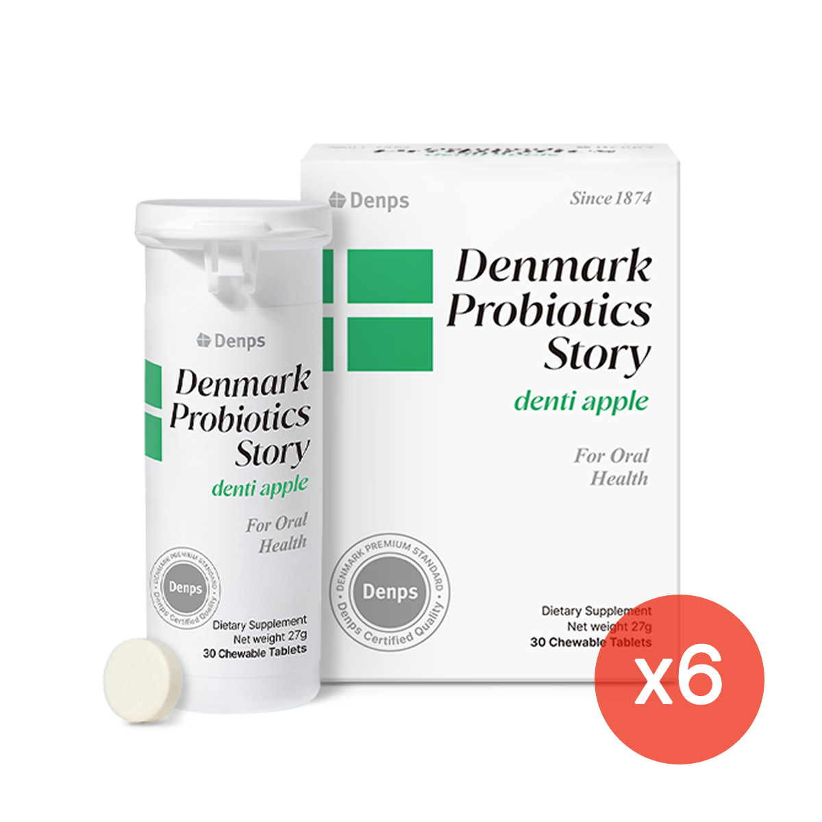 Denmark Probiotics Story Denti Apple, 180 Chewable Tablets