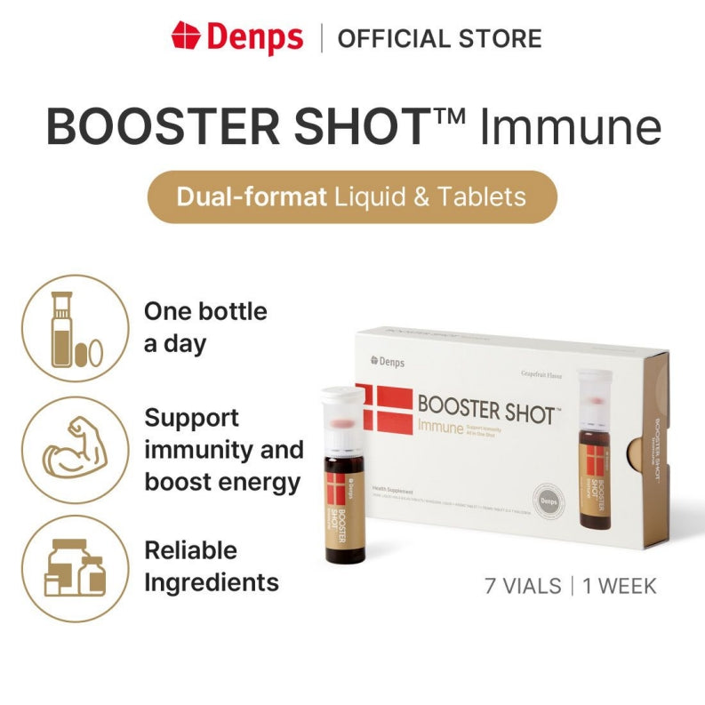 Denps Booster Shot™ Immune, Liquid and Tablet, Grapefruit Flavor, 7 Vials