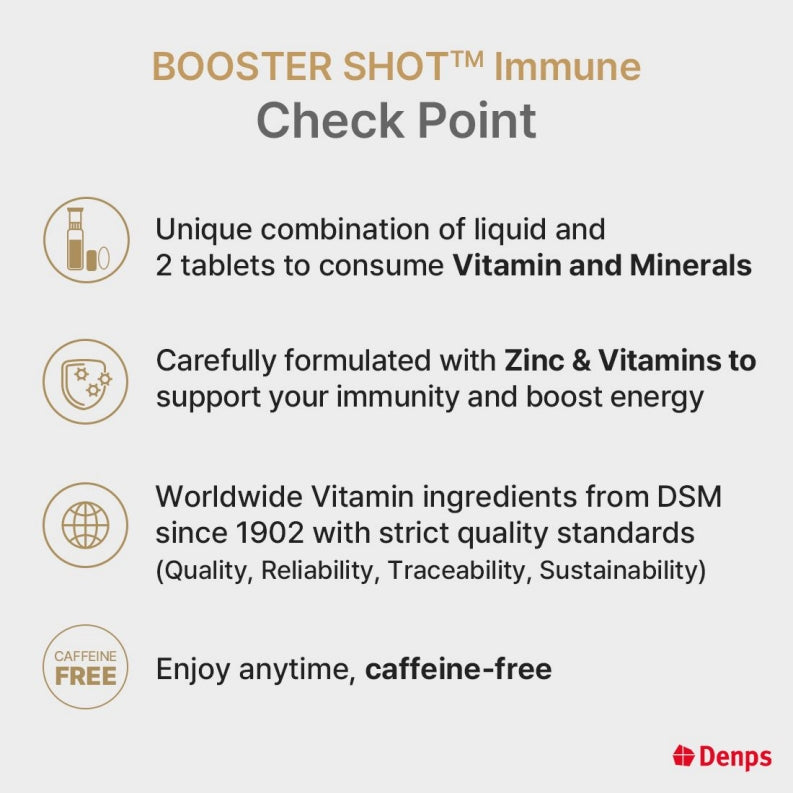Denps Booster Shot Immune Support Multivitamin & Mineral Vitamin Supplement Liquid and Tablet , 7 Vials 1 Week(Valid until 02Nov2025)