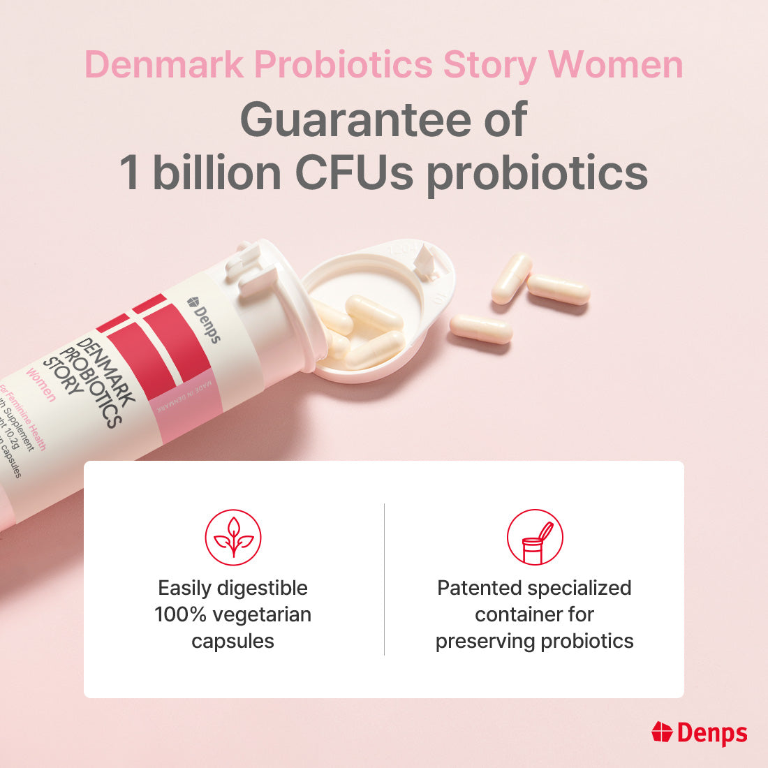 Denmark Probiotics Story Women, 1 Billion CFU UREX® Strains, 60 Capsules (2 Months)