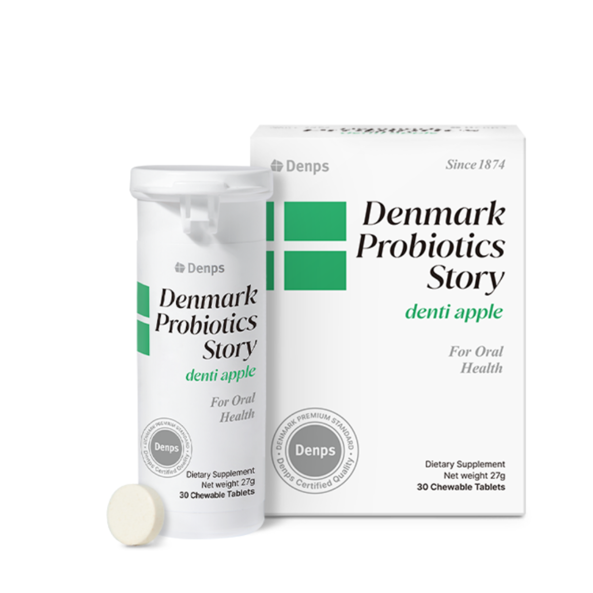 Denmark Probiotics Story Denti Apple, 30 Chewable Tablets