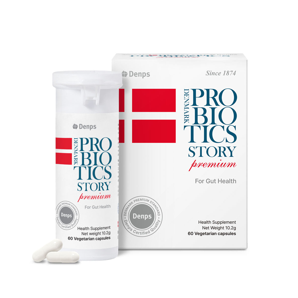 Denmark Probiotics Story Premium, 10 Billion CFU LGG® &amp; BB-12® Strains, 60 Capsules (2 months)