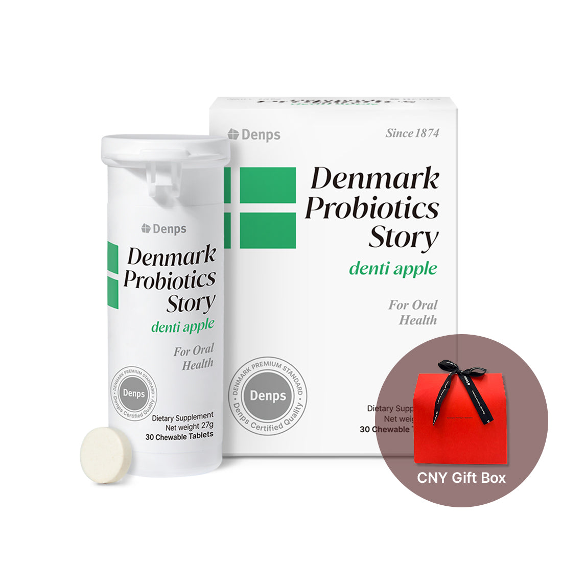 [2026 Lunar New Year] Denmark Probiotics Story Denti Apple, 30 Chewable Tablets