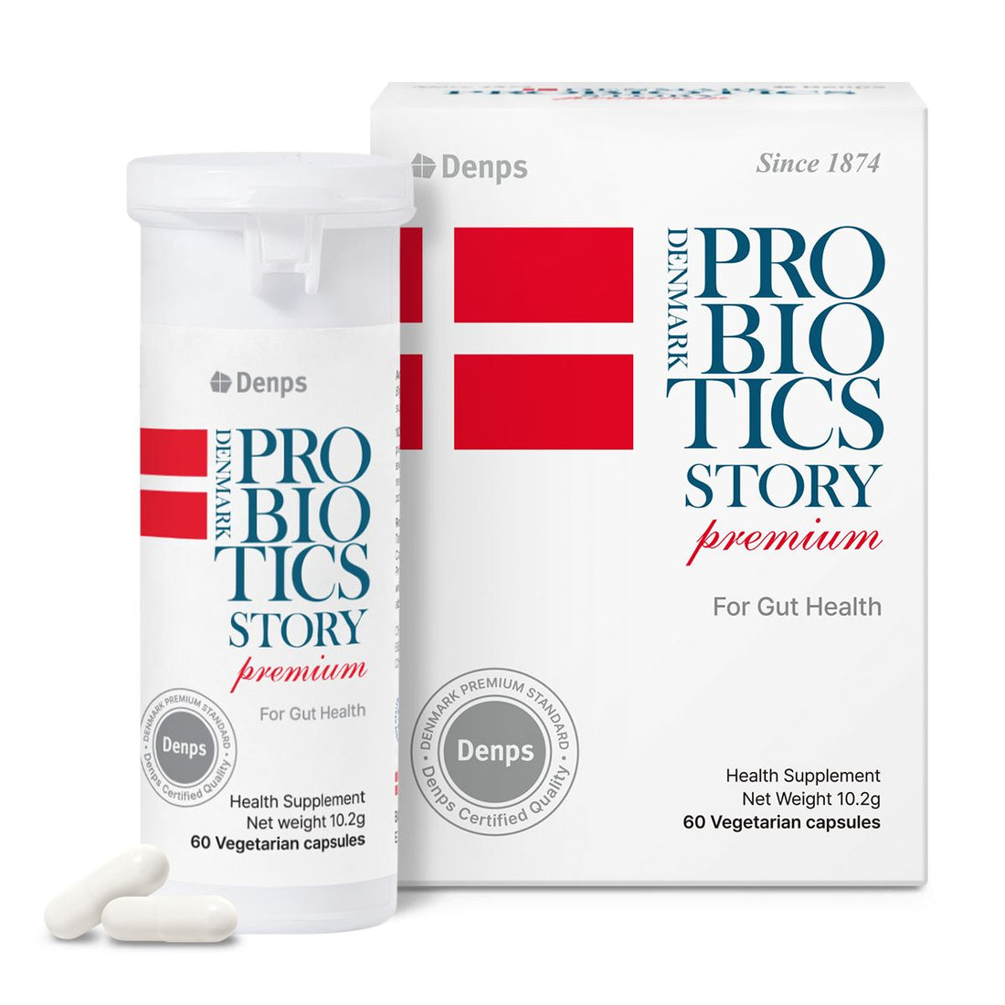 Denmark Probiotics Story Premium, 10 Billion CFU LGG® &amp; BB-12® Strains, 60 Capsules (2 months)