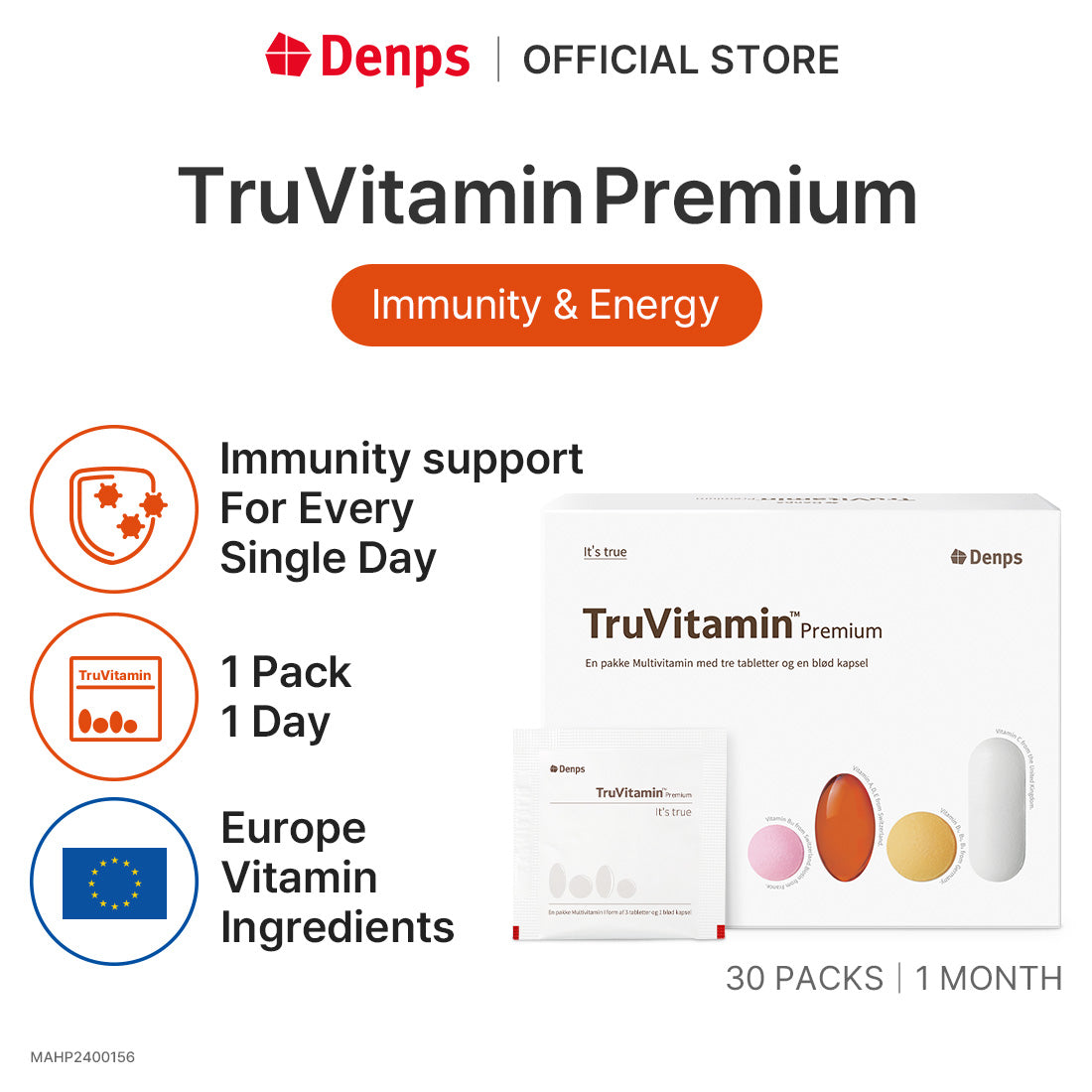 Denps TruVitamin Premium Immune, Energy, Healthy Hair & Skin and Antioxidant Multivitamin