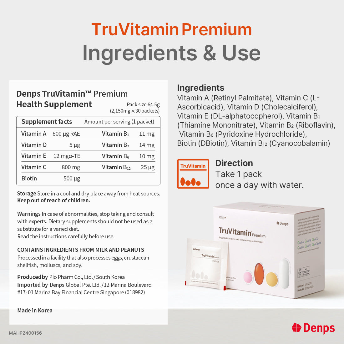 Denps TruVitamin™ Premium, Multivitamin, 30 Packs